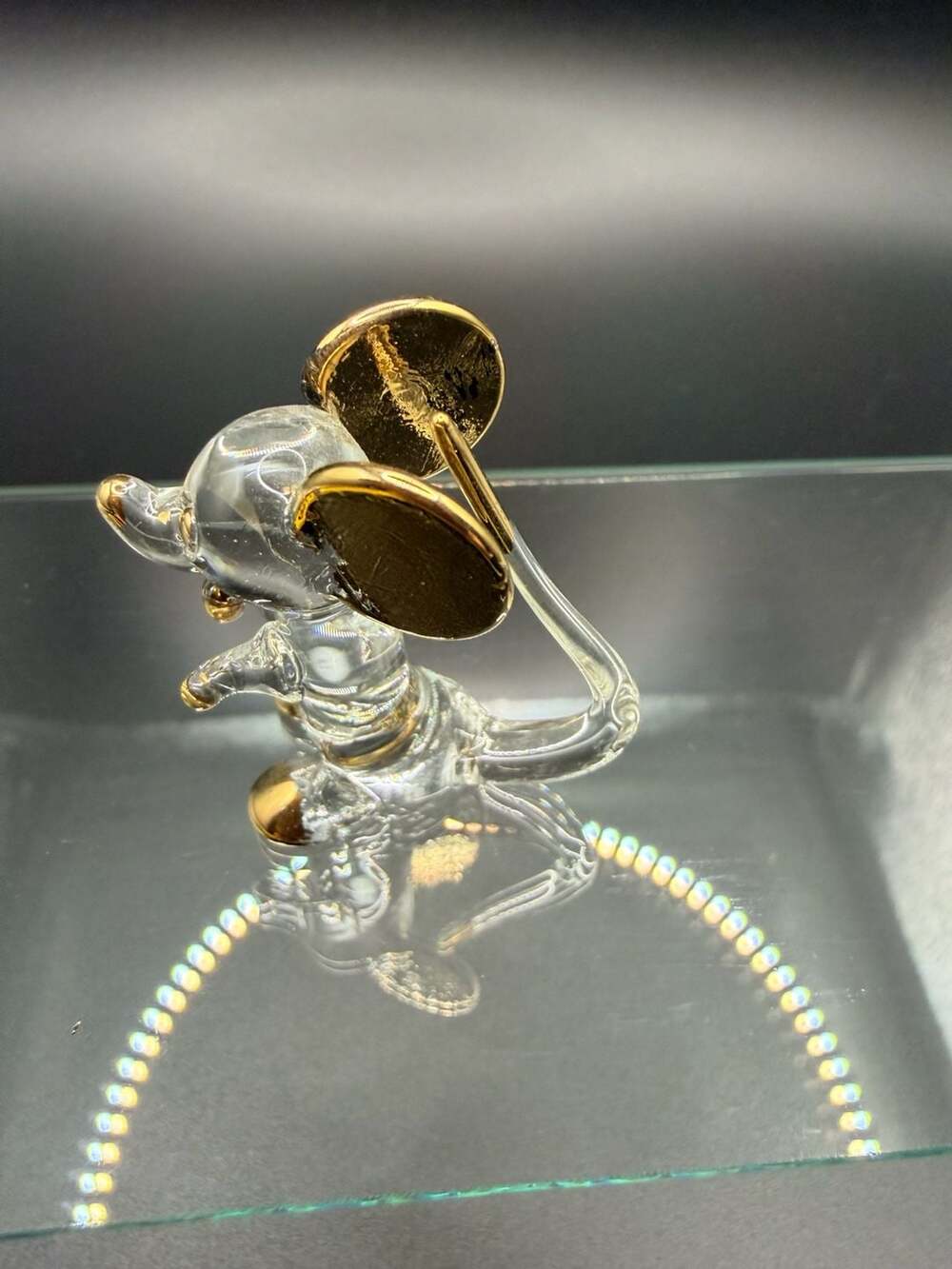 Swarovski Crystal Mouse Figurine with Gold Tone Accents
